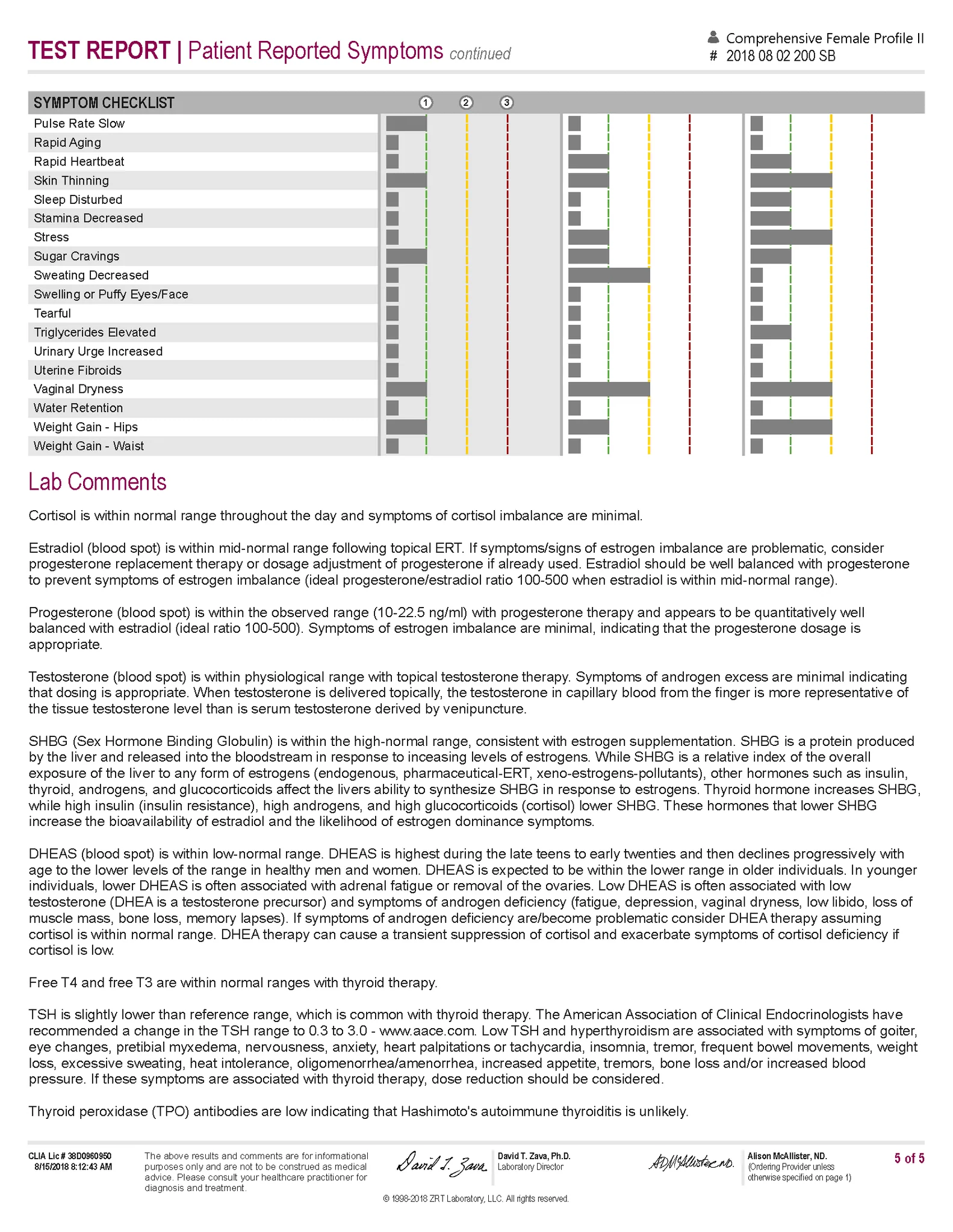 Detailed lab comments and interpretation notes